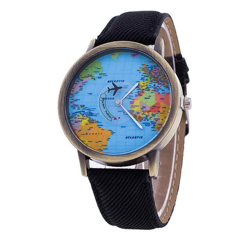 world map design wristwatch